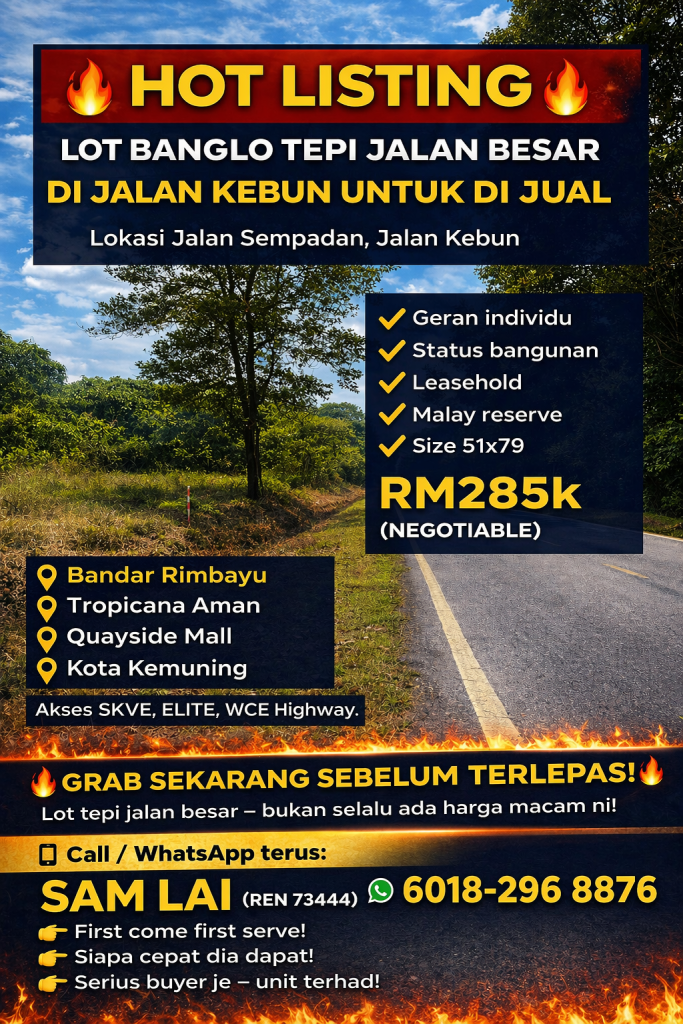 tanah banglo jalan kebun